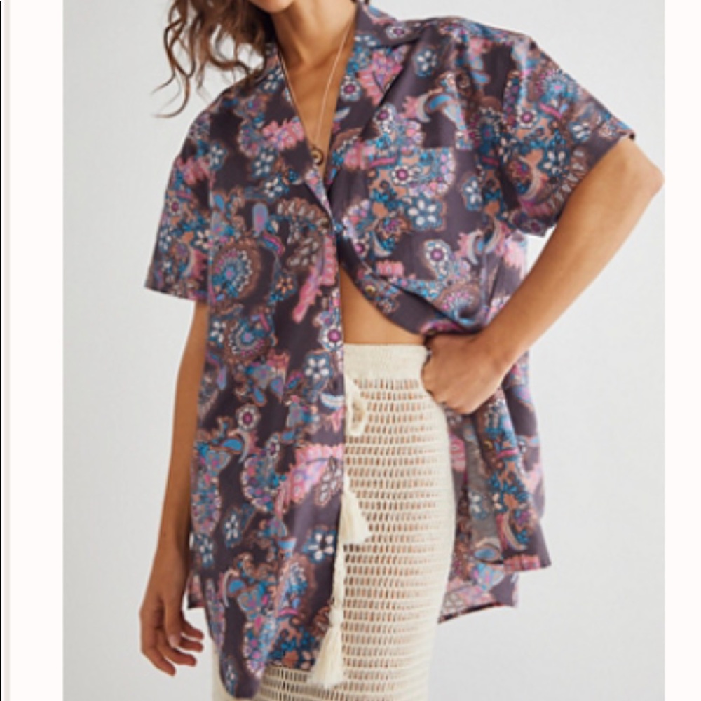NWT Free People Button Up Boyfriend Shirt